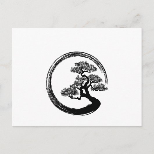 Enso Zen Circle en Bonsai Tree Feestdagenkaart (Voorkant)