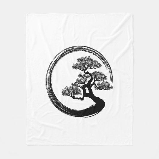 Enso Zen Circle en Bonsai Tree Fleece Deken (Voorkant)
