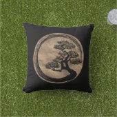 Enso Zen Circle en Bonsai Tree Gold Buitenkussen (Gras)
