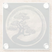Enso Zen Circle en Bonsai Tree Gold Glazen Onderzetter (Achterkant)