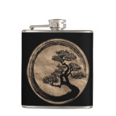 Enso Zen Circle en Bonsai Tree Gold Heupfles (Voorkant)