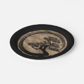 Enso Zen Circle en Bonsai Tree Gold Papieren Bordje (Gekanteld)