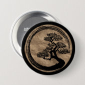 Enso Zen Circle en Bonsai Tree Gold Ronde Button 7,6 Cm (Voorkant /achterkant)