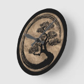 Enso Zen Circle en Bonsai Tree Gold Ronde Klok (Hoek)