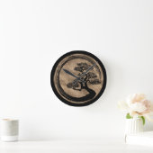 Enso Zen Circle en Bonsai Tree Gold Ronde Klok (Huis)