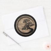 Enso Zen Circle en Bonsai Tree Gold Ronde Sticker (Envelop)