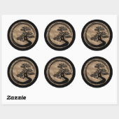 Enso Zen Circle en Bonsai Tree Gold Ronde Sticker (Vel)