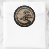 Enso Zen Circle en Bonsai Tree Gold Ronde Sticker (Tas)