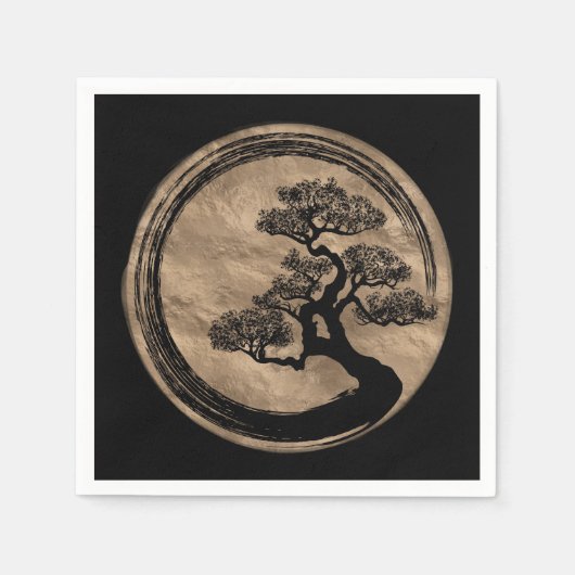 Enso Zen Circle en Bonsai Tree Gold Servet (Voorkant)