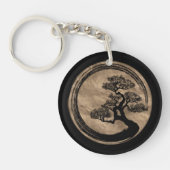 Enso Zen Circle en Bonsai Tree Gold Sleutelhanger (Voorkant)