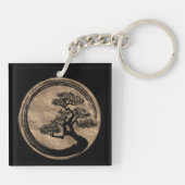 Enso Zen Circle en Bonsai Tree Gold Sleutelhanger (Achterkant)