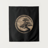 Enso Zen Circle en Bonsai Tree Gold Wandkleed (Voorkant)