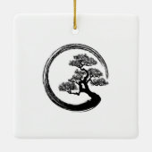 Enso Zen Circle en Bonsai Tree Keramisch Ornament (Achterkant)