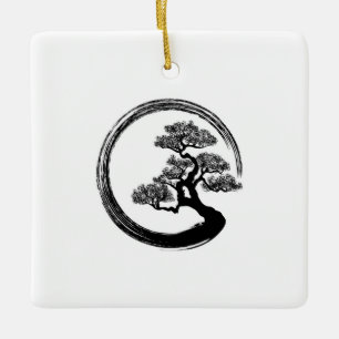 Enso Zen Circle en Bonsai Tree Keramisch Ornament