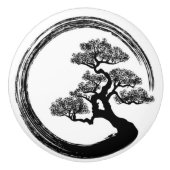 Enso Zen Circle en Bonsai Tree Keramische Knop (Voorkant)