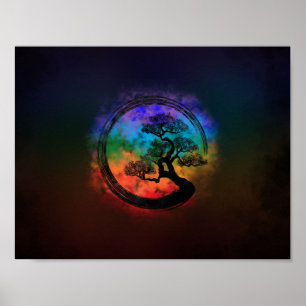 Enso Zen Circle en Bonsai Tree Nebula Poster