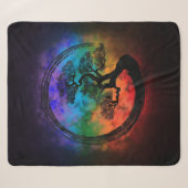 Enso Zen Circle en Bonsai Tree Nebula Sherpa Deken (Voorkant (horizontaal))