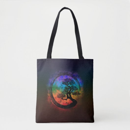 Enso Zen Circle en Bonsai Tree Nebula Tote Bag (Voorkant)