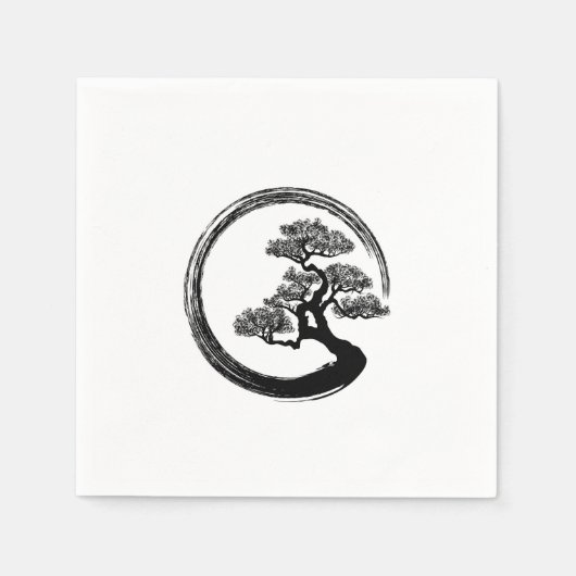 Enso Zen Circle en Bonsai Tree Servet (Voorkant)