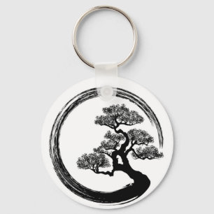 Enso Zen Circle en Bonsai Tree Sleutelhanger