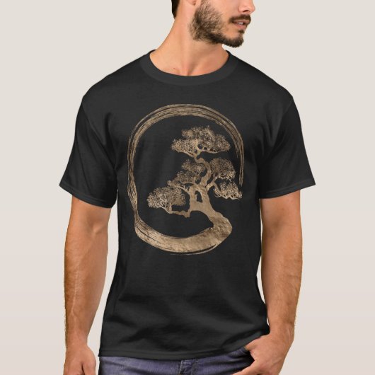 Enso Zen Circle en Bonsai Tree T-shirt (Voorkant)