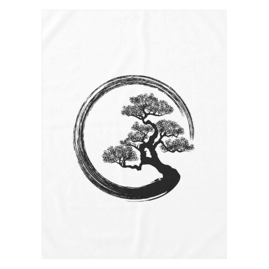 Enso Zen Circle en Bonsai Tree Tafelkleed (Voorkant)