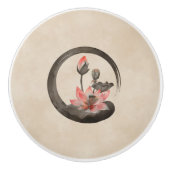 Enso Zen Circle en Lotus Keramische Knop (Voorkant)
