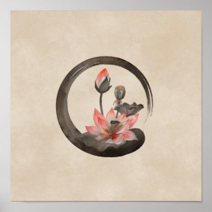 Enso Zen Circle en Lotus Poster