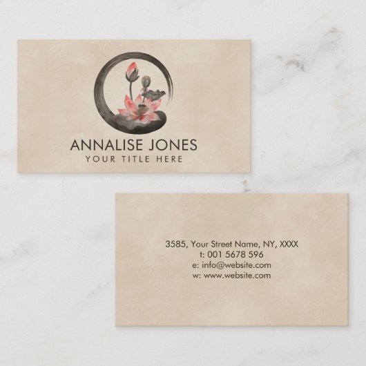 Enso Zen Circle en Lotus Visitekaartje (Voorkant / Achterkant)