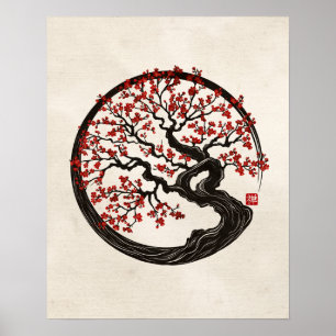 Enso Zen Circle Sakura boom Poster