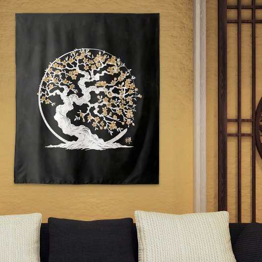 Enso Zen Circle Sakura boom Wandkleed