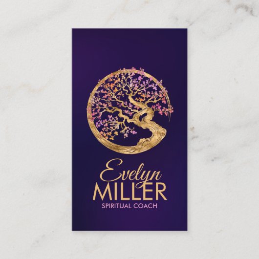 Enso Zen Circle Sakura Tree - Pastel Blossom Visitekaartje (Voorkant)