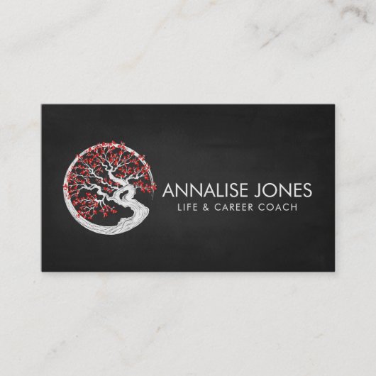 Enso Zen Circle Sakura Tree - Rode kersenbloesem Visitekaartje (Voorkant)