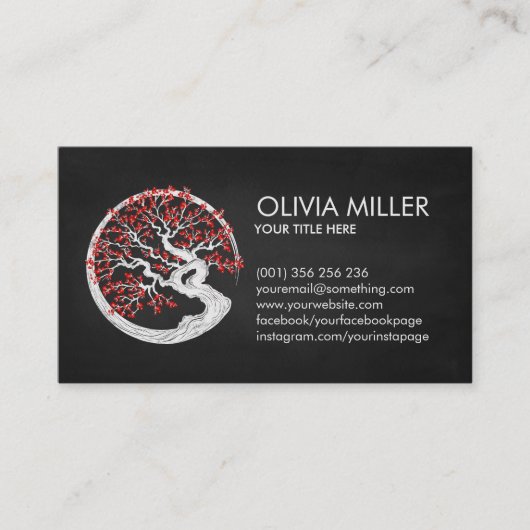 Enso Zen Circle Sakura Tree - Rode kersenbloesem Visitekaartje (Voorkant)