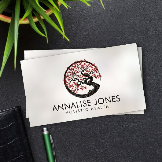 Enso Zen Circle Sakura Tree - Rode kersenbloesem Visitekaartje