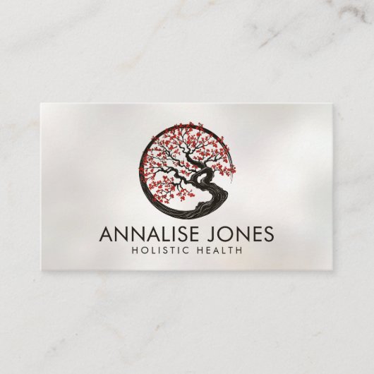 Enso Zen Circle Sakura Tree - Rode kersenbloesem Visitekaartje (Voorkant)