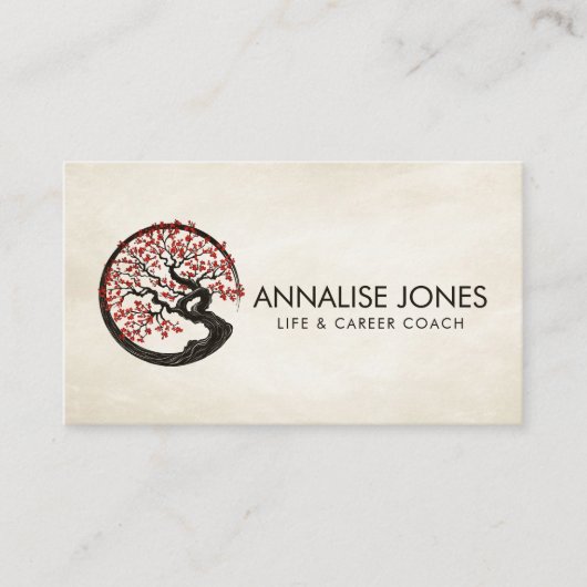 Enso Zen Circle Sakura Tree - Rode kersenbloesem Visitekaartje (Voorkant)