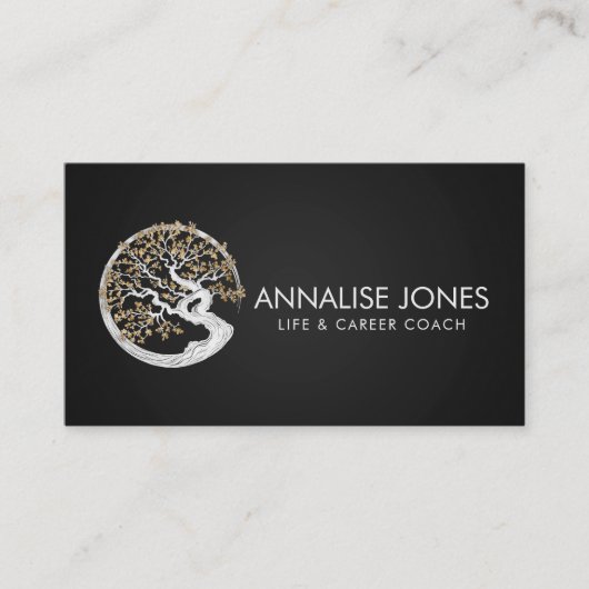 Enso Zen Cirkel Sakura Boom - Gouden Bloesem Visitekaartje (Voorkant)