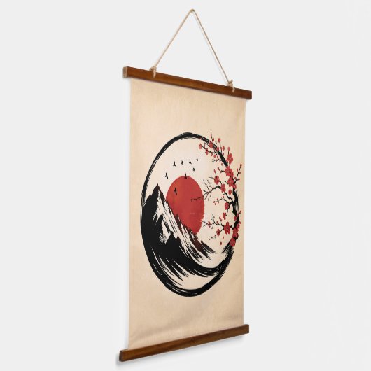 Enso Zen: De rust van de dageraad Hangend Wandkleed (Gebogen)