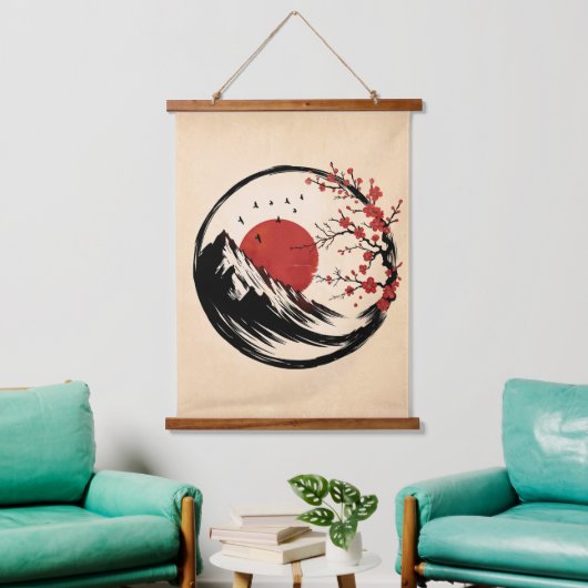 Enso Zen: De rust van de dageraad Hangend Wandkleed (Woonkamer)