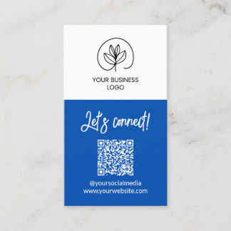 Enszijdige blauwe Let's Connect QR-code Visitekaartje