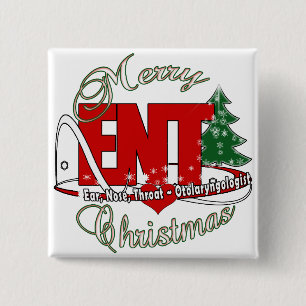 ENT CHRISTMAS Otolaryngoloog EAR NOSE THROAT Vierkante Button 5,1 Cm