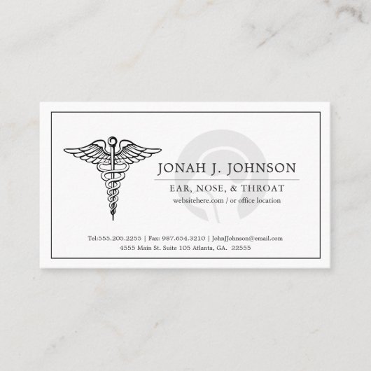 ENT | Minimalistisch vervaagd KNO-symbool Visitekaartje (Voorkant)
