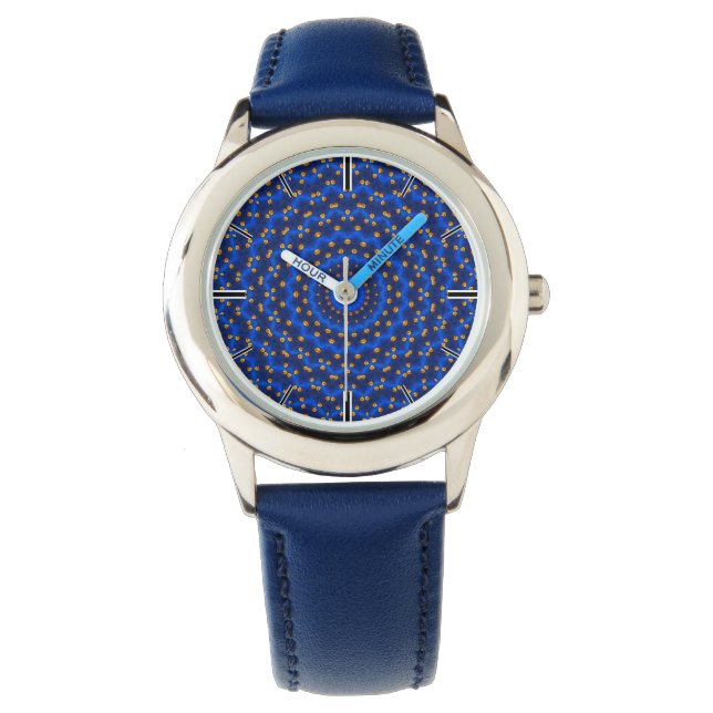 Ente auf Blau Kaleidoscoop Small Horloge (Voorkant)