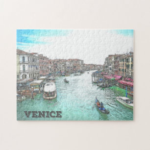 Ente Gondola Venetië Italië Gondola Bootkanaal Gif Legpuzzel
