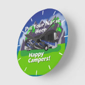 Entegra Aspire RV Blue Happy Camper Design Ronde Klok (Hoek)