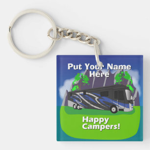 Entegra Aspire RV Blue Happy Camper Design Sleutelhanger