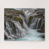 Entensely Blue Bruarfoss Waterfall in IJsland Legpuzzel (Horizontaal)