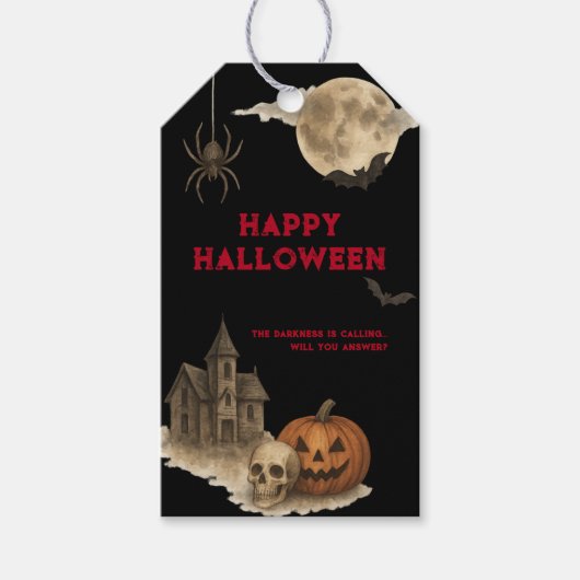 Enter If You Dare - Spookachtig Gehekst Huis Hallo Cadeaulabel (Voorkant)