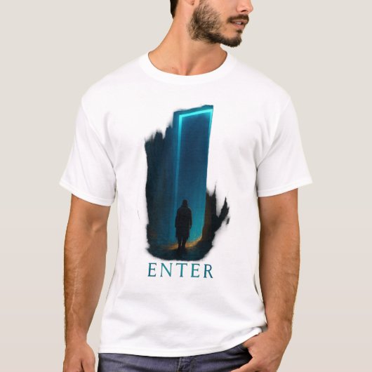 ENTER Portal T-Shirt – Dark Surreal Sci-Fi Graphic (Voorkant)